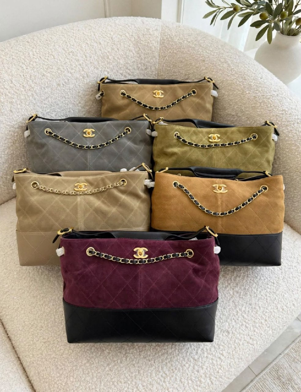 Chanel Quilted Chain Shoulder Bag - Burgundy, Green, Grey, Beige, Brown, Light Brown