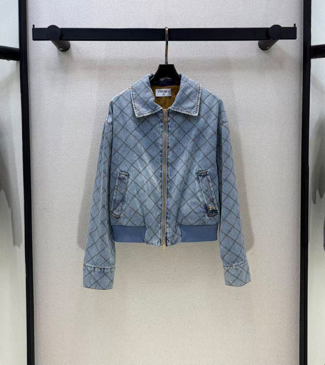 Chanel Diamond-Quilted Jacket - Blue