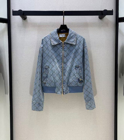 Chanel Diamond-Quilted Jacket - Blue