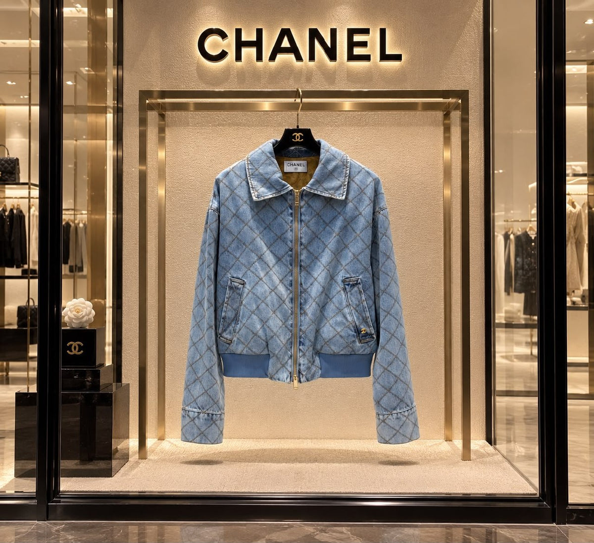 Chanel Diamond-Quilted Jacket - Blue