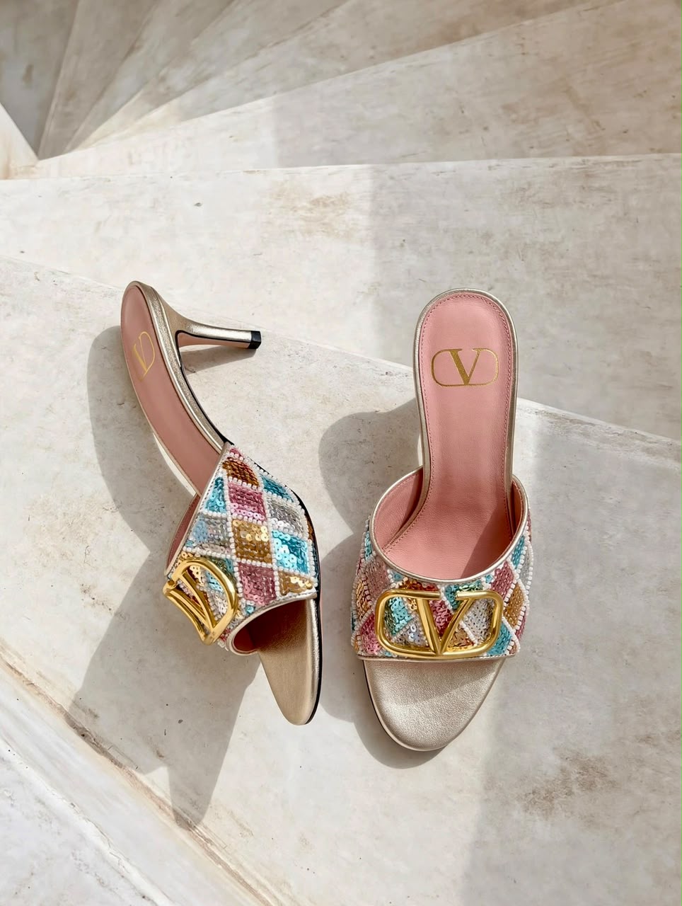 Valentino Heels - Multi, Black