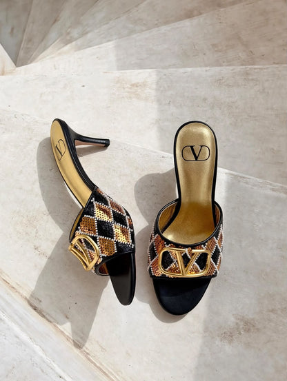 Valentino Heels - Multi, Black