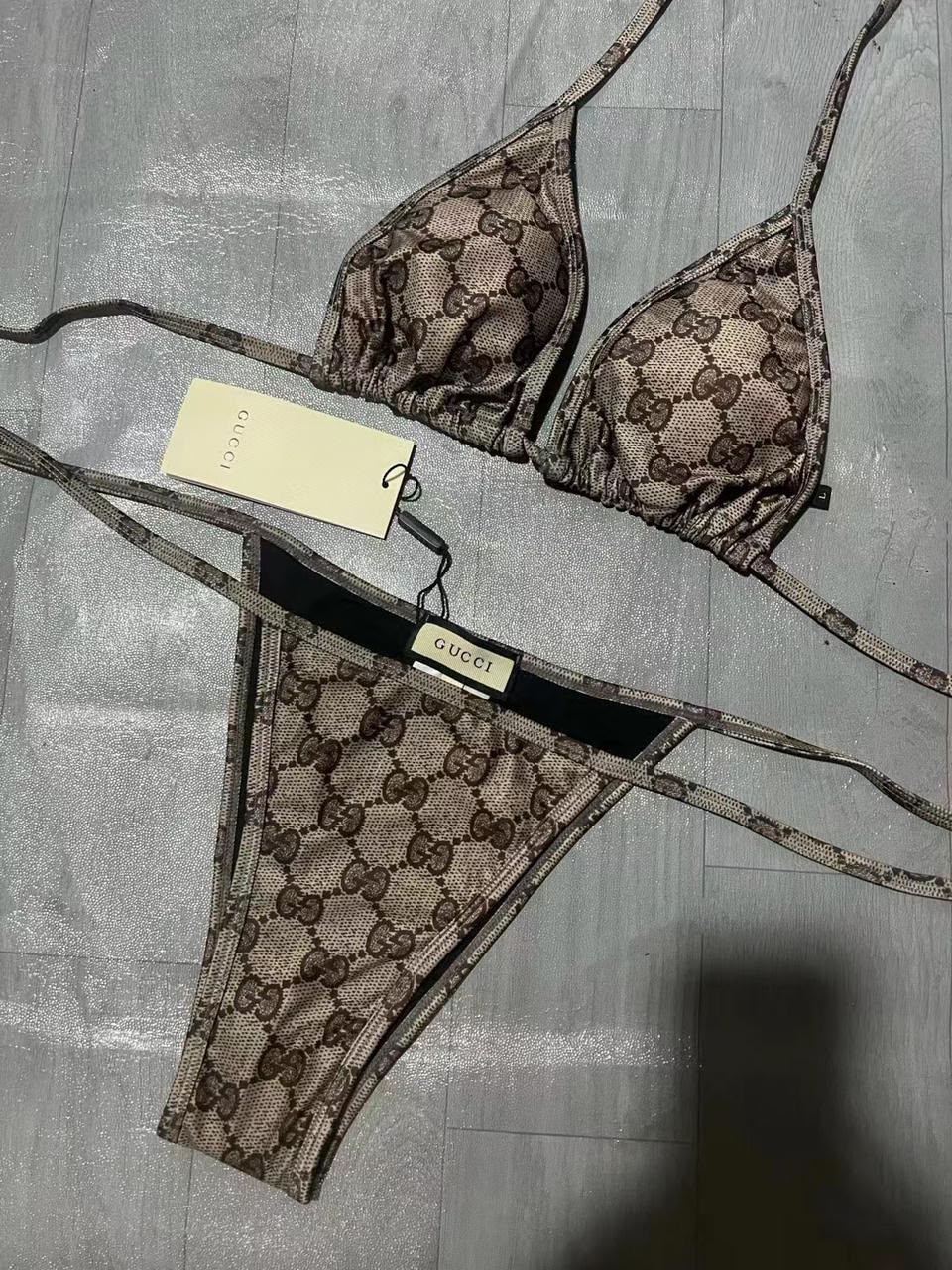 Gucci Bikini Set Mesh Tie - Grey Monogram