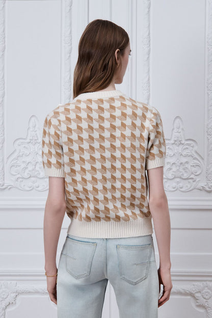 Dior Bow-Detail Knitted T-Shirt - Beige