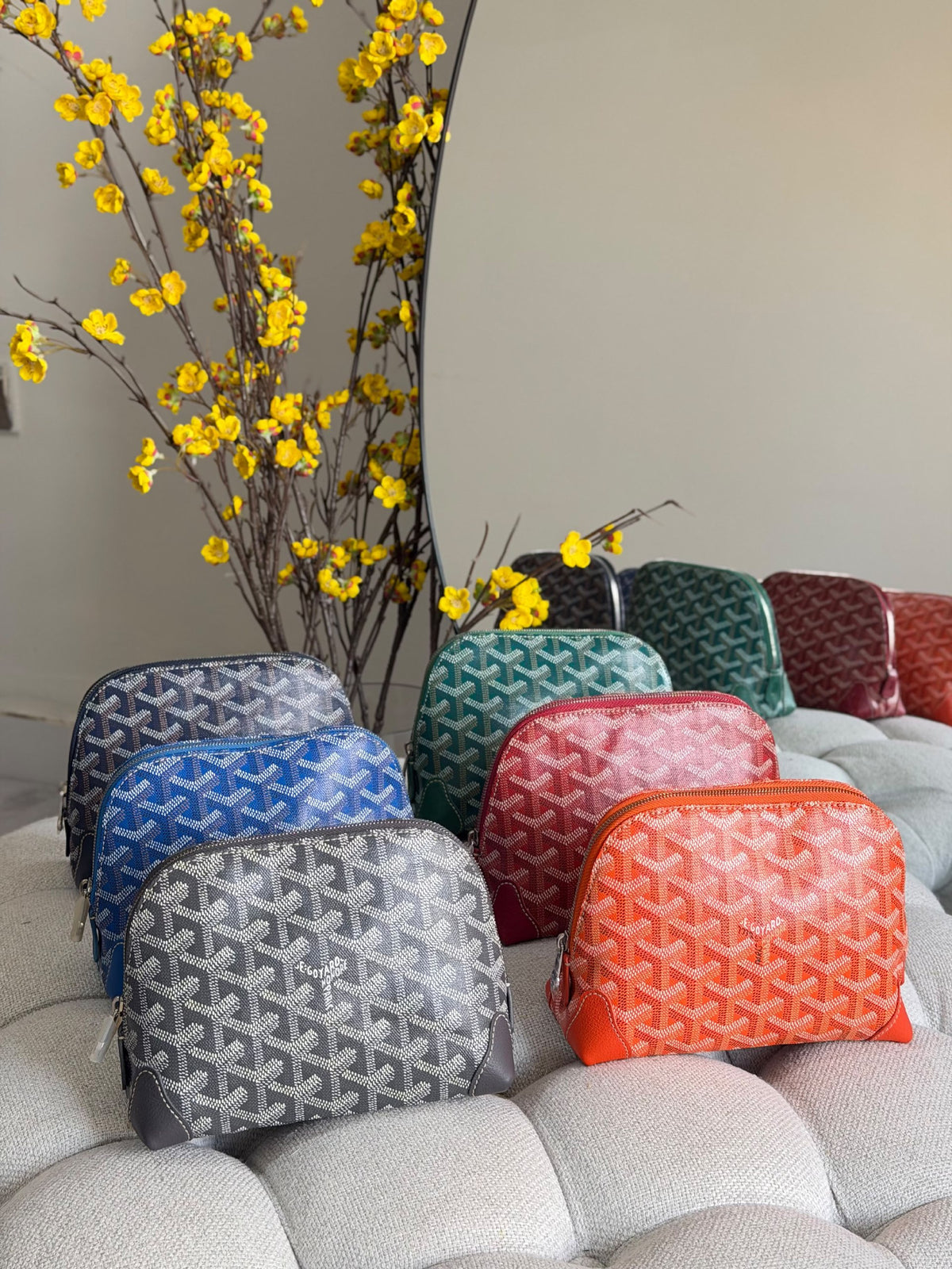 Goyard Makeup Bag - Green, Dark Grey, Blue, Orange, Burgundy, Navy