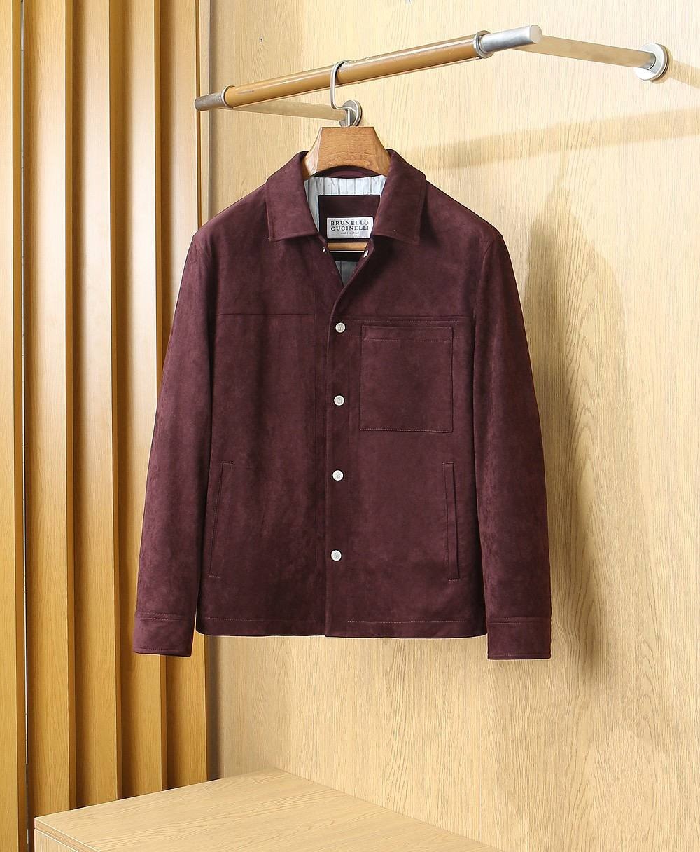 Brunello Cucinelli Suede Jacket - Burgundy Suede