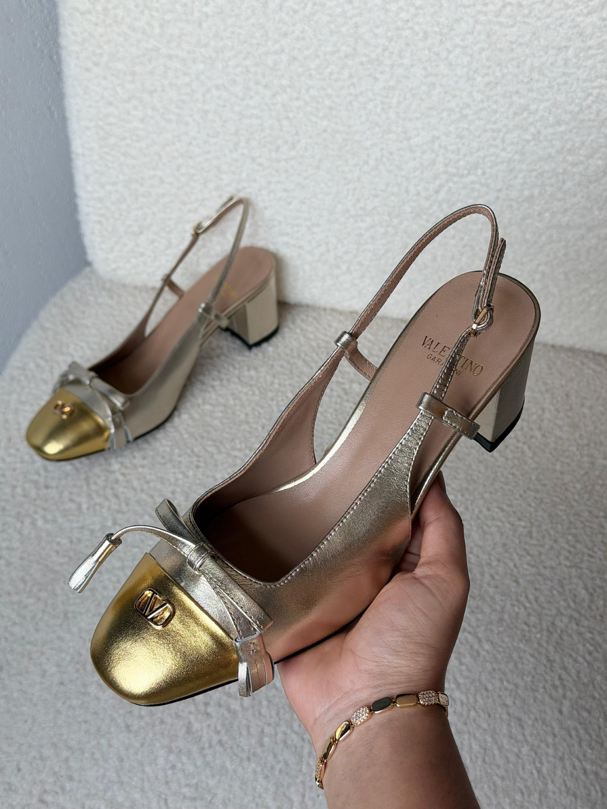 Valentino Heels - Gold & Silver