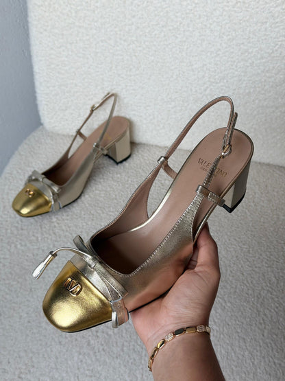 Valentino Heels - Gold & Silver