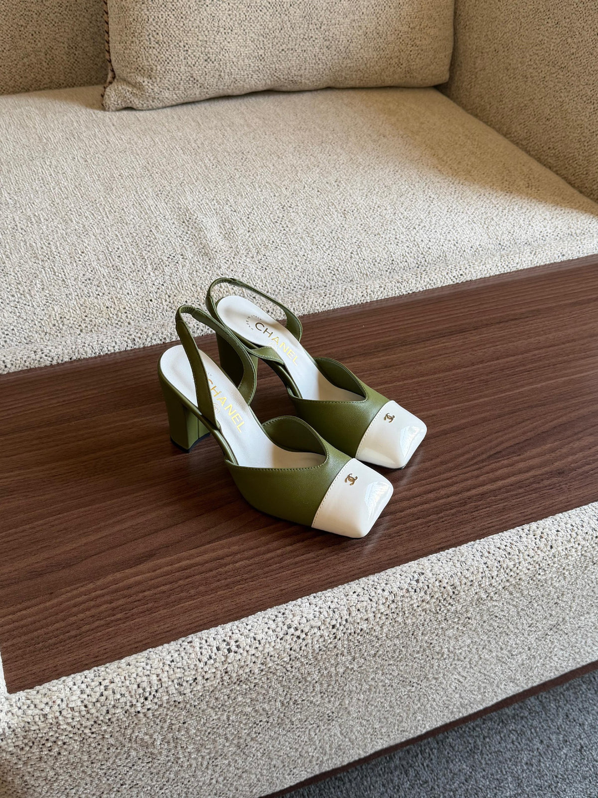 Chanel Heels - Green & White