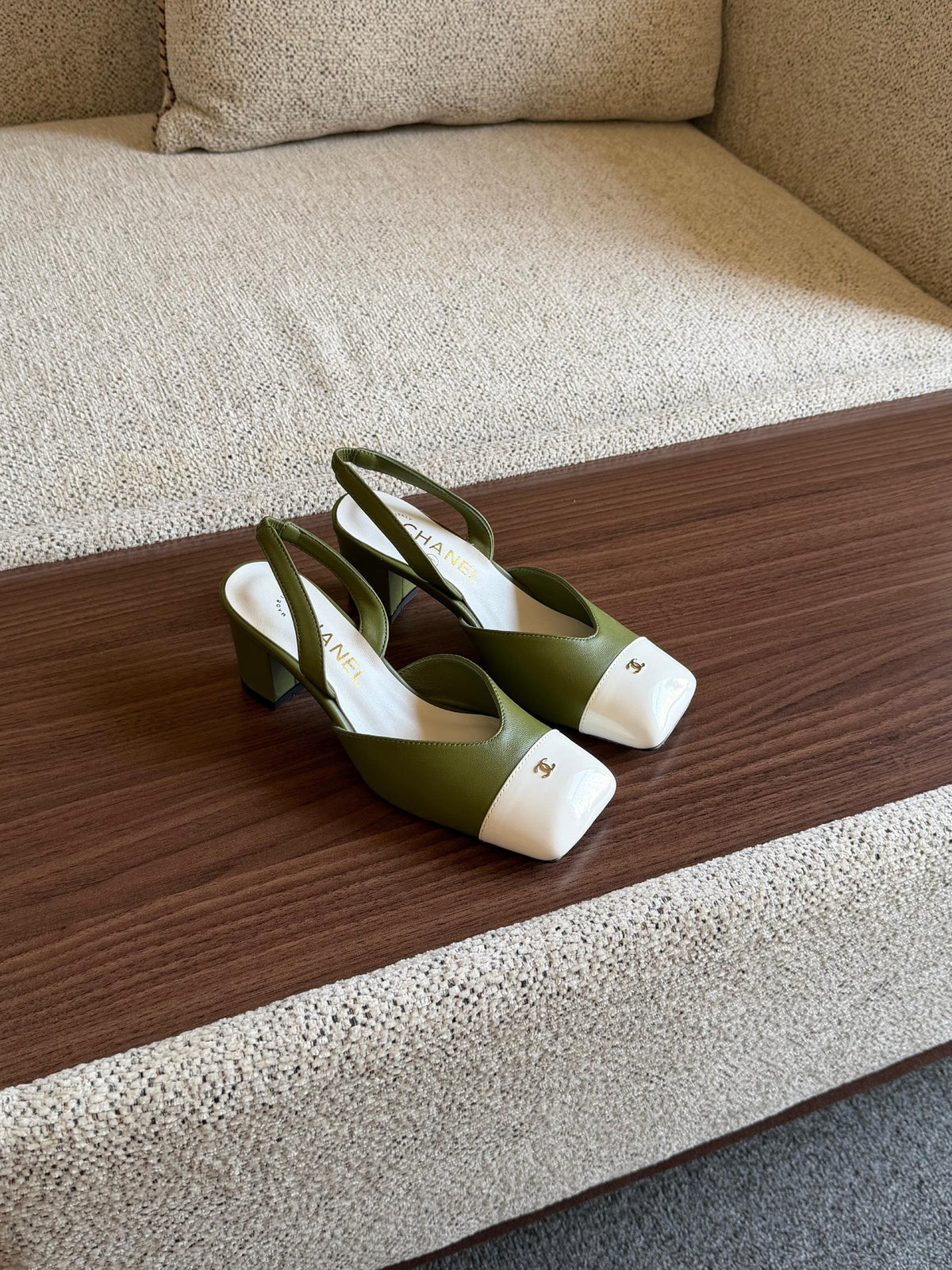 Chanel Heels - Green & White