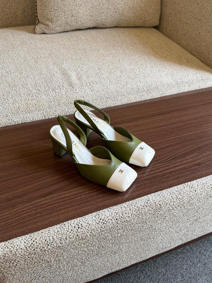 Chanel Heels - Green & White