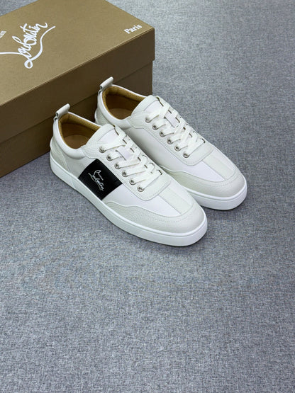 Christian Louboutin Contrast-Badge Sneakers - White & Black