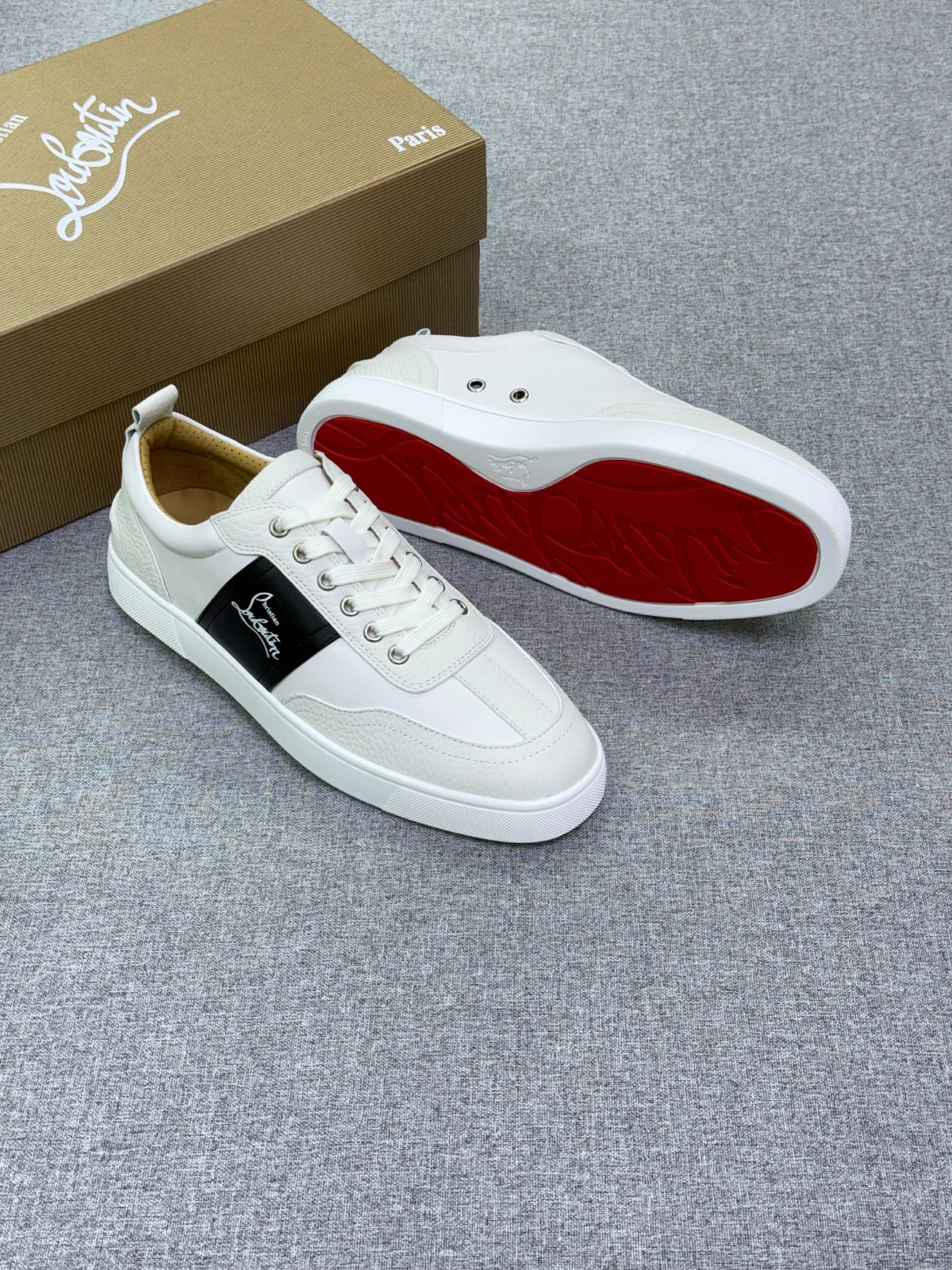 Christian Louboutin Contrast-Badge Sneakers - White & Black