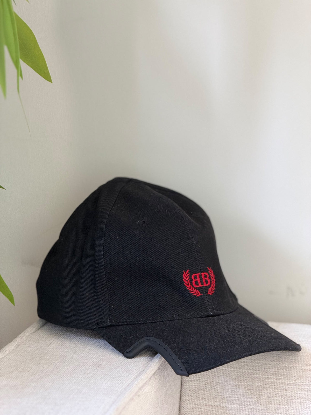 Balenciaga Wreath-Logo Cap - Black Monogram