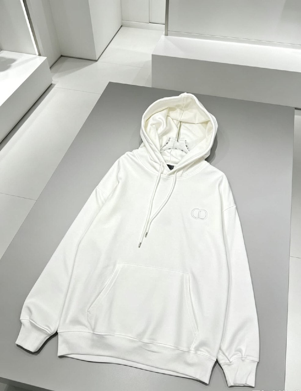 Dior Kangaroo-Pocket Hoodie - White