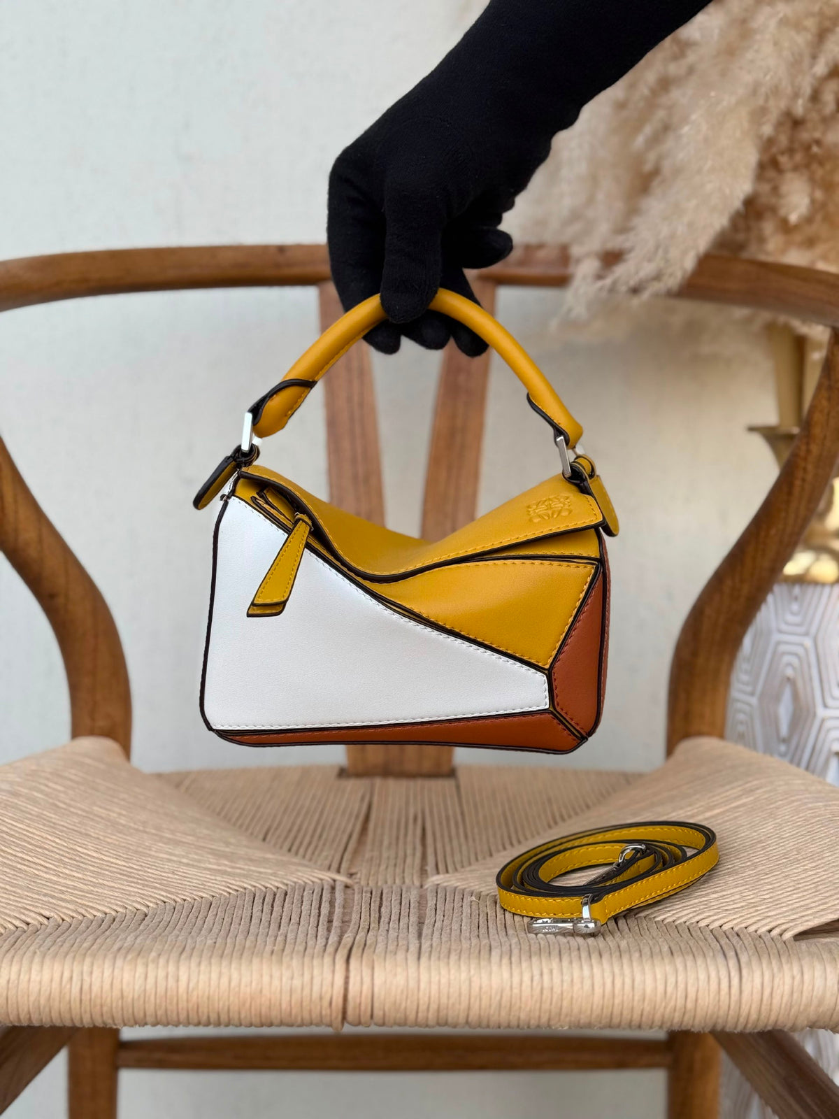 Loewe Handbag Geometric Puzzle - White Colorblock