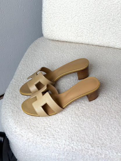 Hermès H-Cutout Heels - Beige