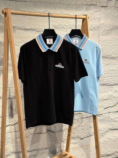 Casablanca Polo Shirt - Black, Light Blue