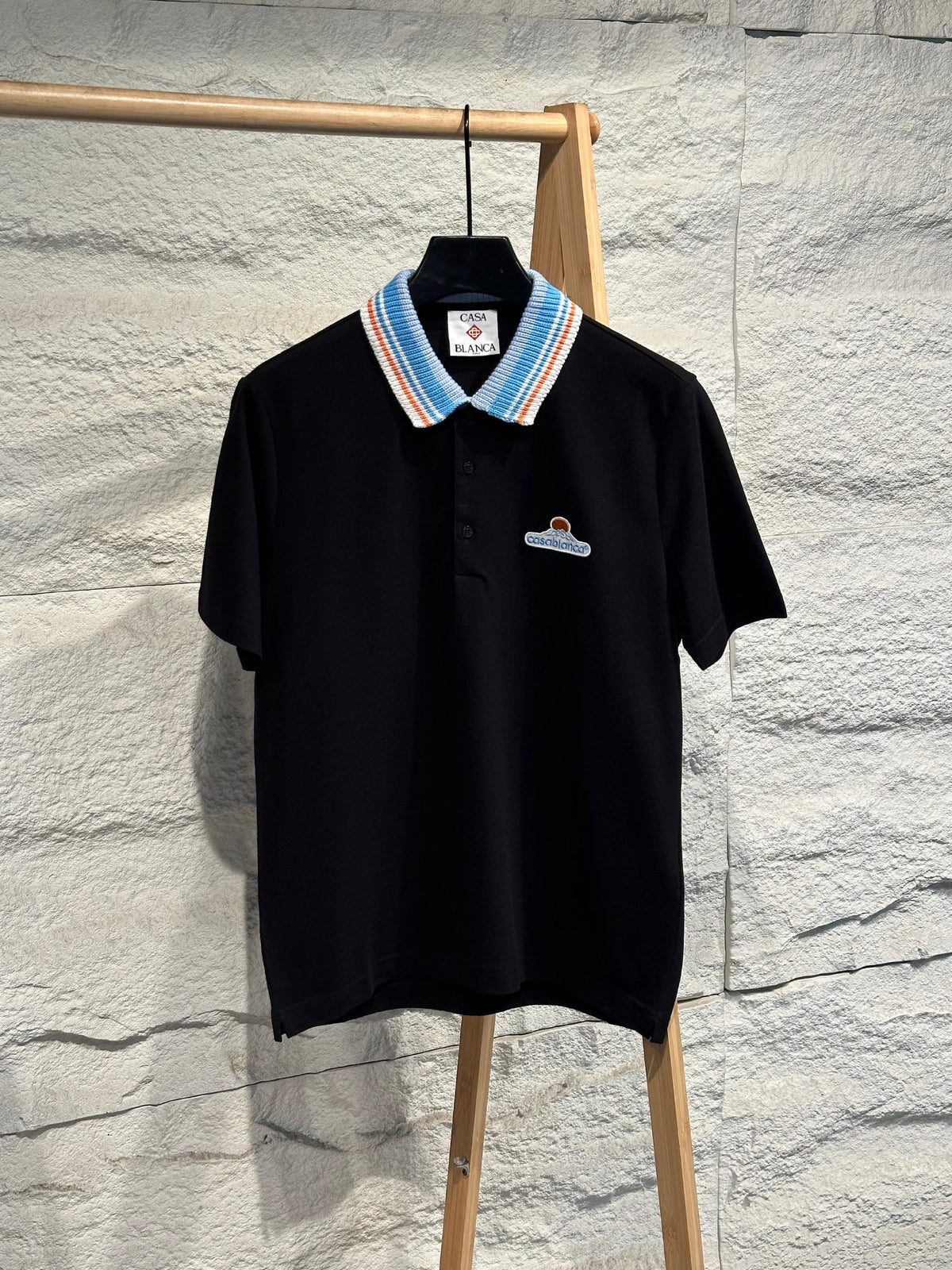 Casablanca Polo Shirt - Black, Light Blue