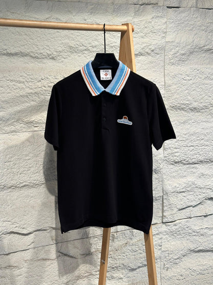 Casablanca Polo Shirt - Black, Light Blue
