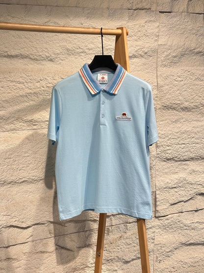 Casablanca Polo Shirt - Black, Light Blue