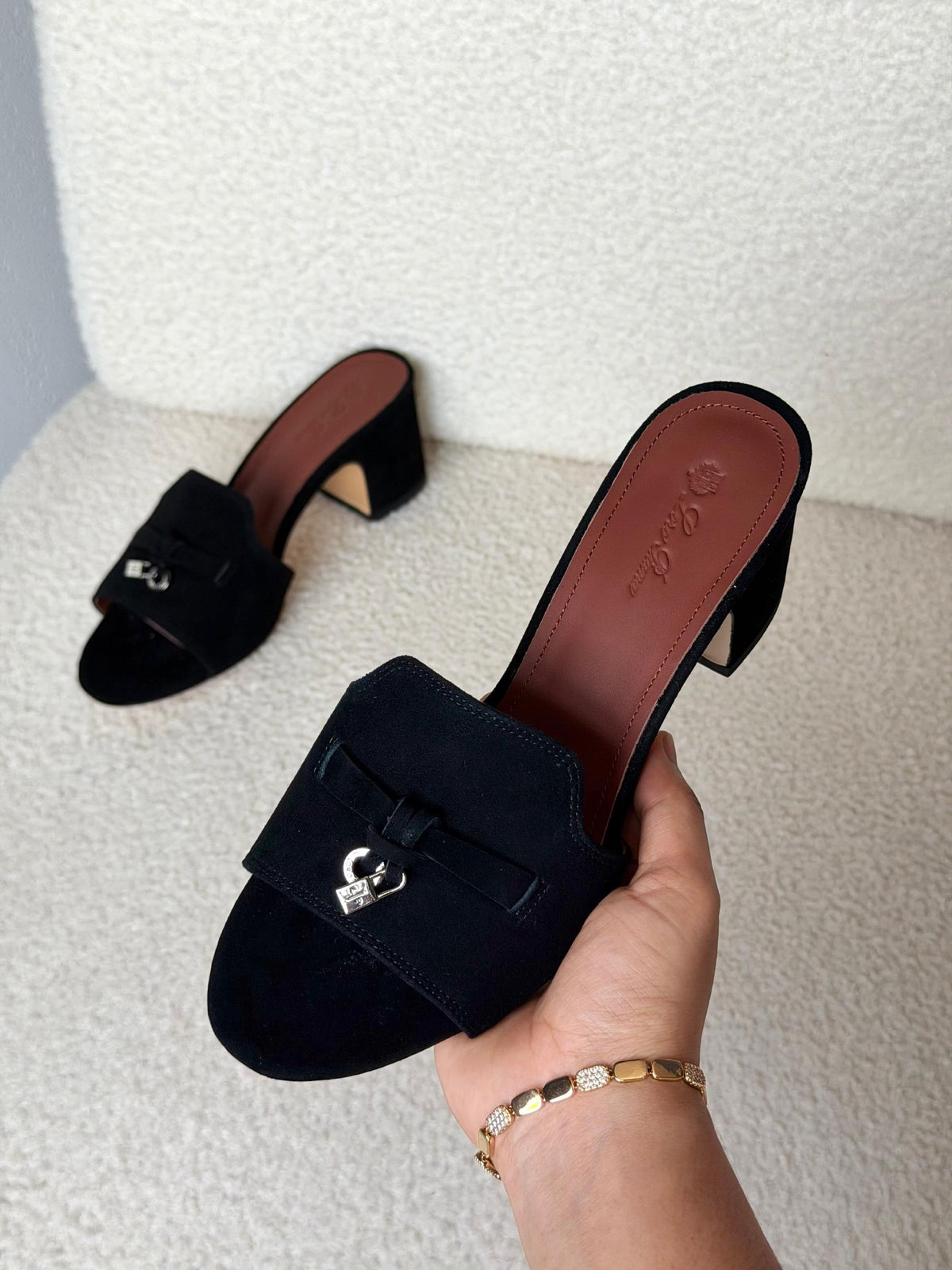 Loro Piana Block Heel Heels - Black