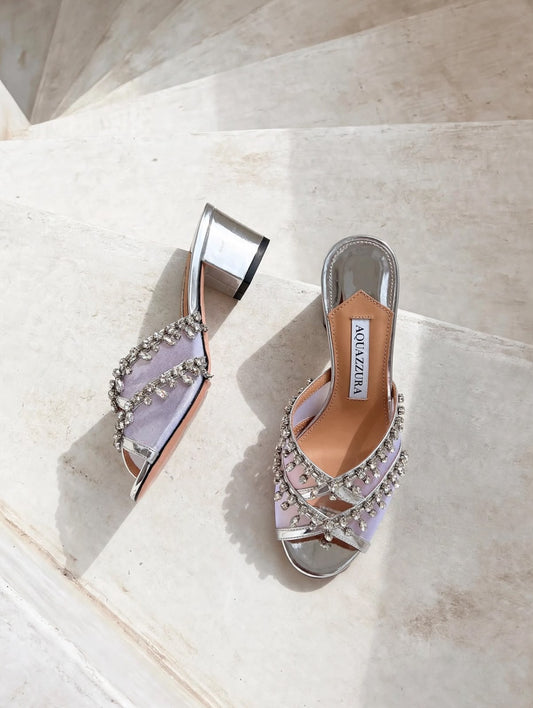 Aquazzura Cross-Strap Heels - Purple