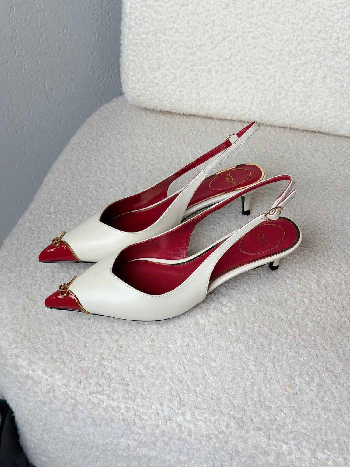 Valentino Garavani Heartip Slingback Heels - White & Red