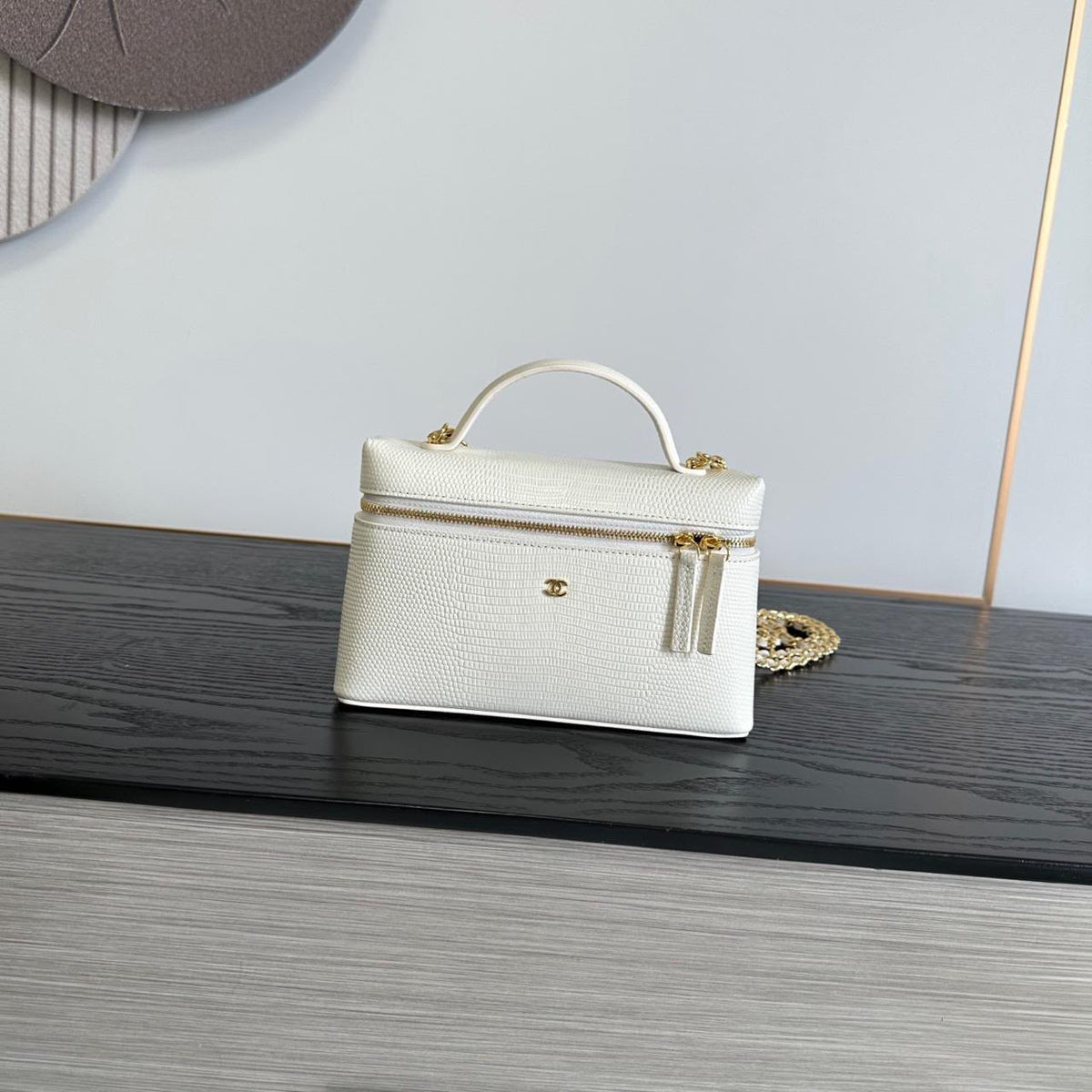 Chanel Handbag Textured Vanity - White Embossed