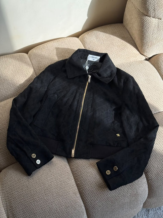 Chanel Quilted Bomber Jacket - Black