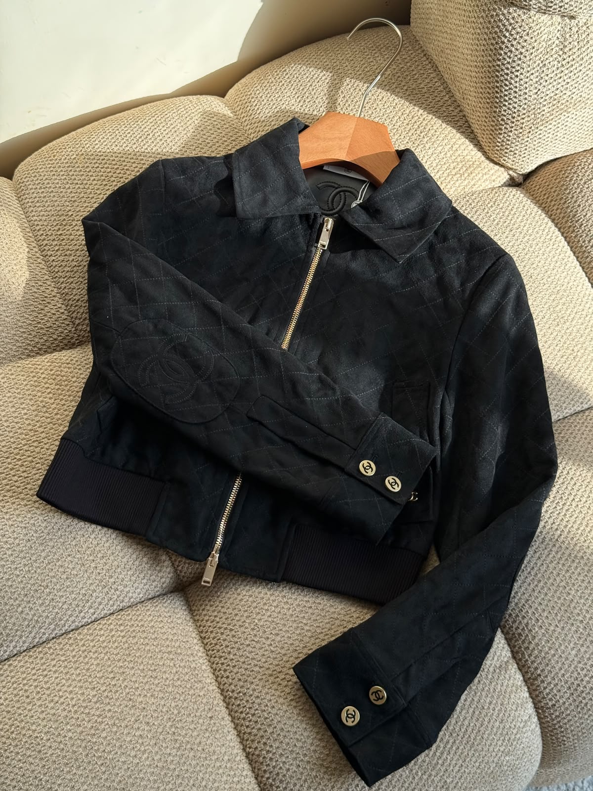 Chanel Quilted Bomber Jacket - Black