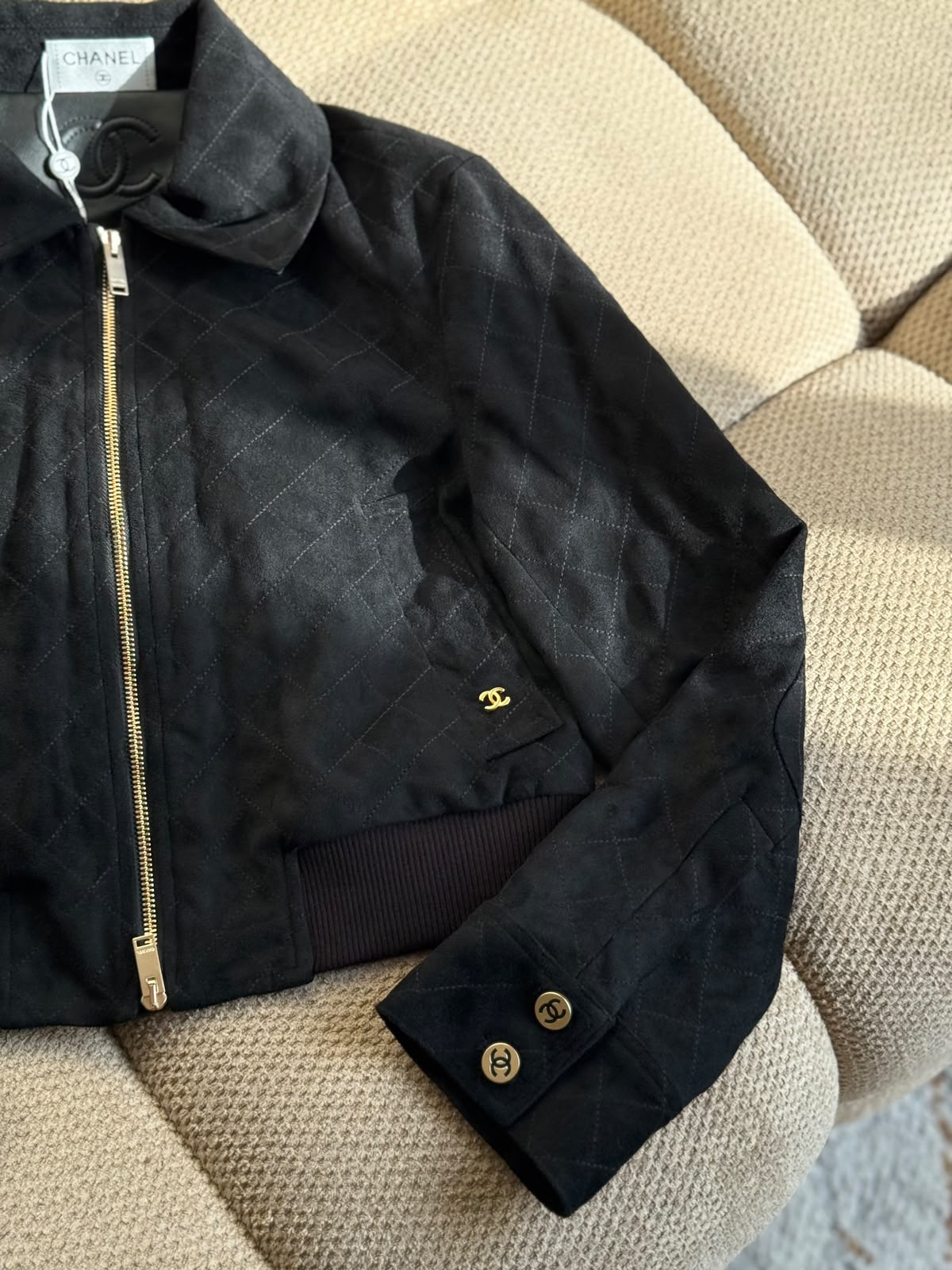 Chanel Quilted Bomber Jacket - Black