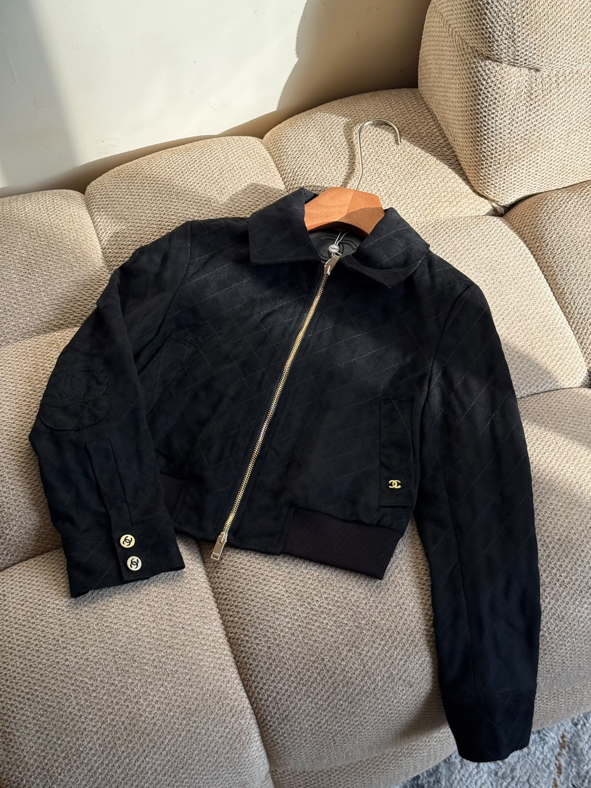 Chanel Quilted Bomber Jacket - Black