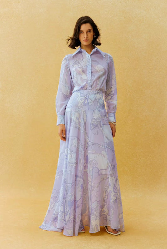 Pucci Flared-Skirt Set - Blue