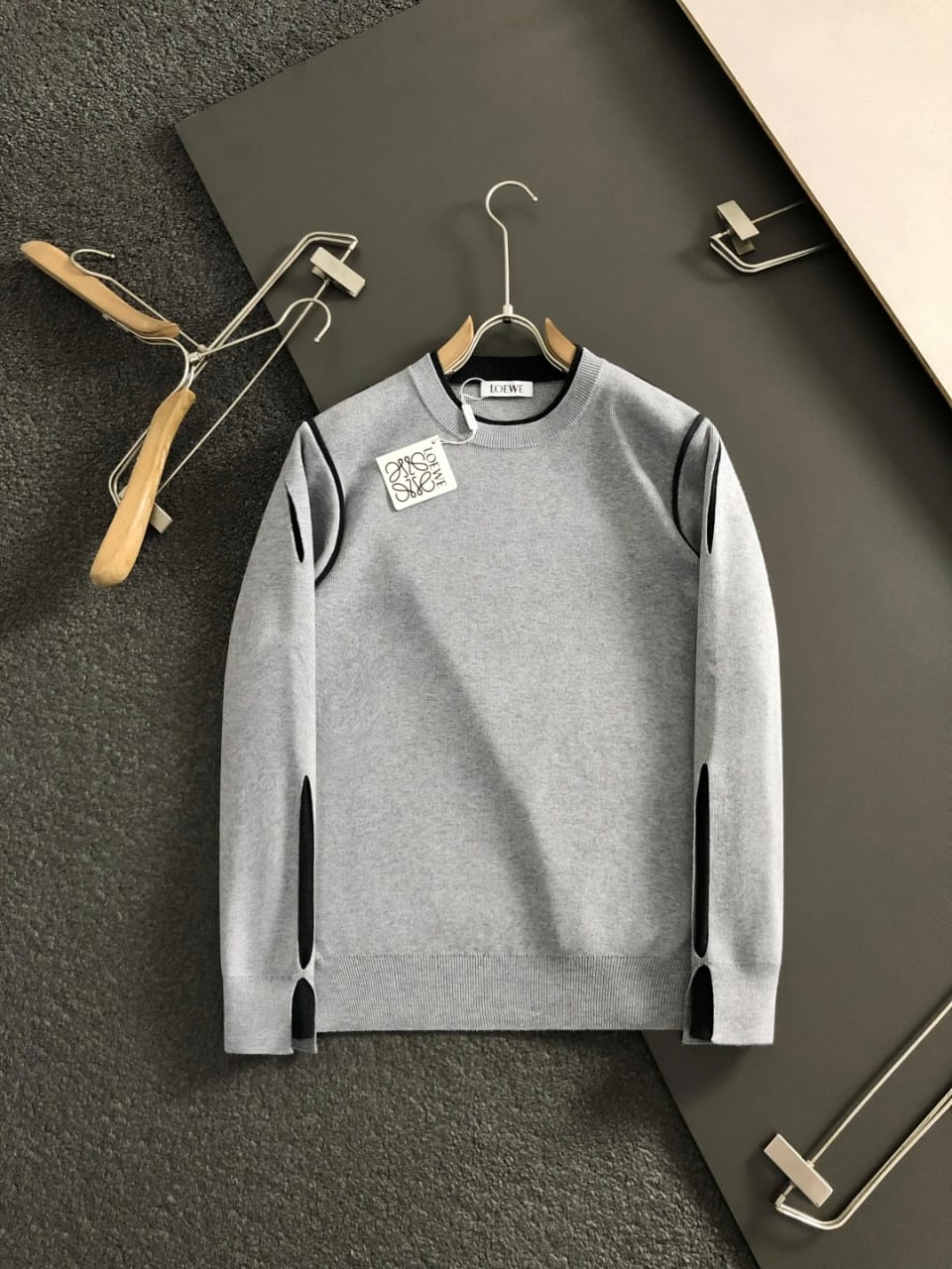 Loewe Panel-Trim Sweater - Grey