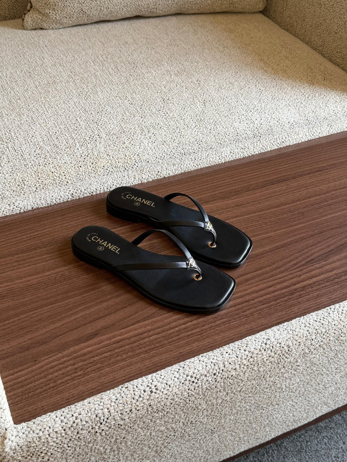 Chanel Slim Strap Slippers - Black