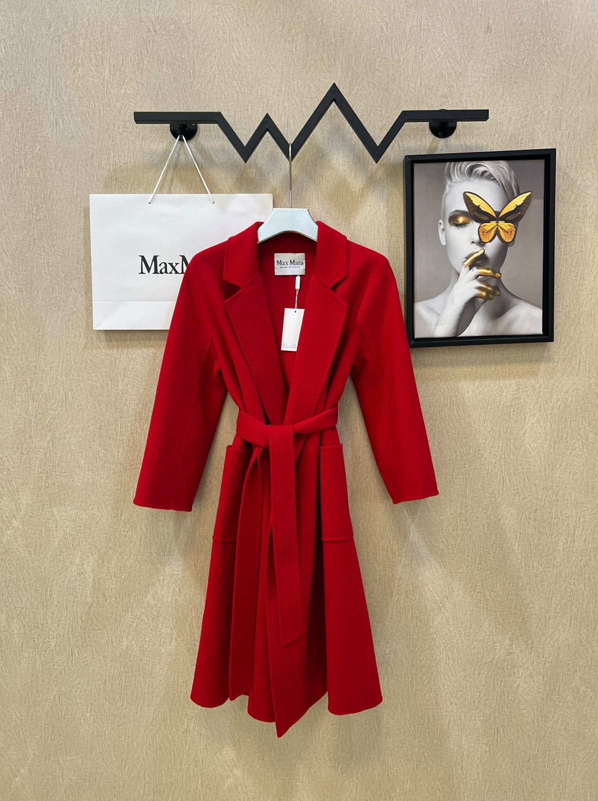 Max Mara Belted Wrap Coat - Red