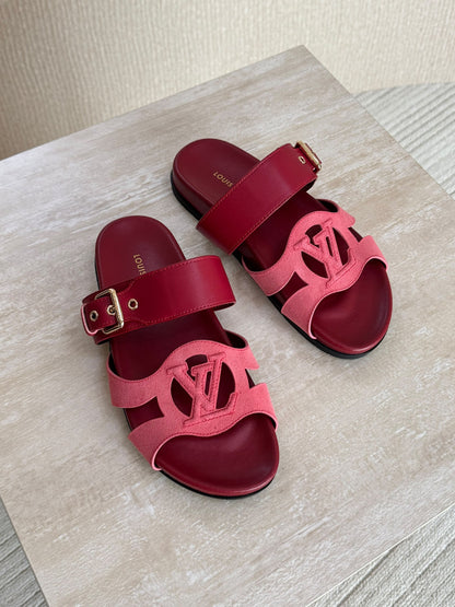 Louis Vuitton Slippers - Pink & Burgundy