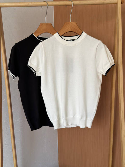 Zegna Knitted T-Shirt - Black, White