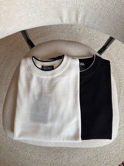 Zegna Knitted T-Shirt - Black, White