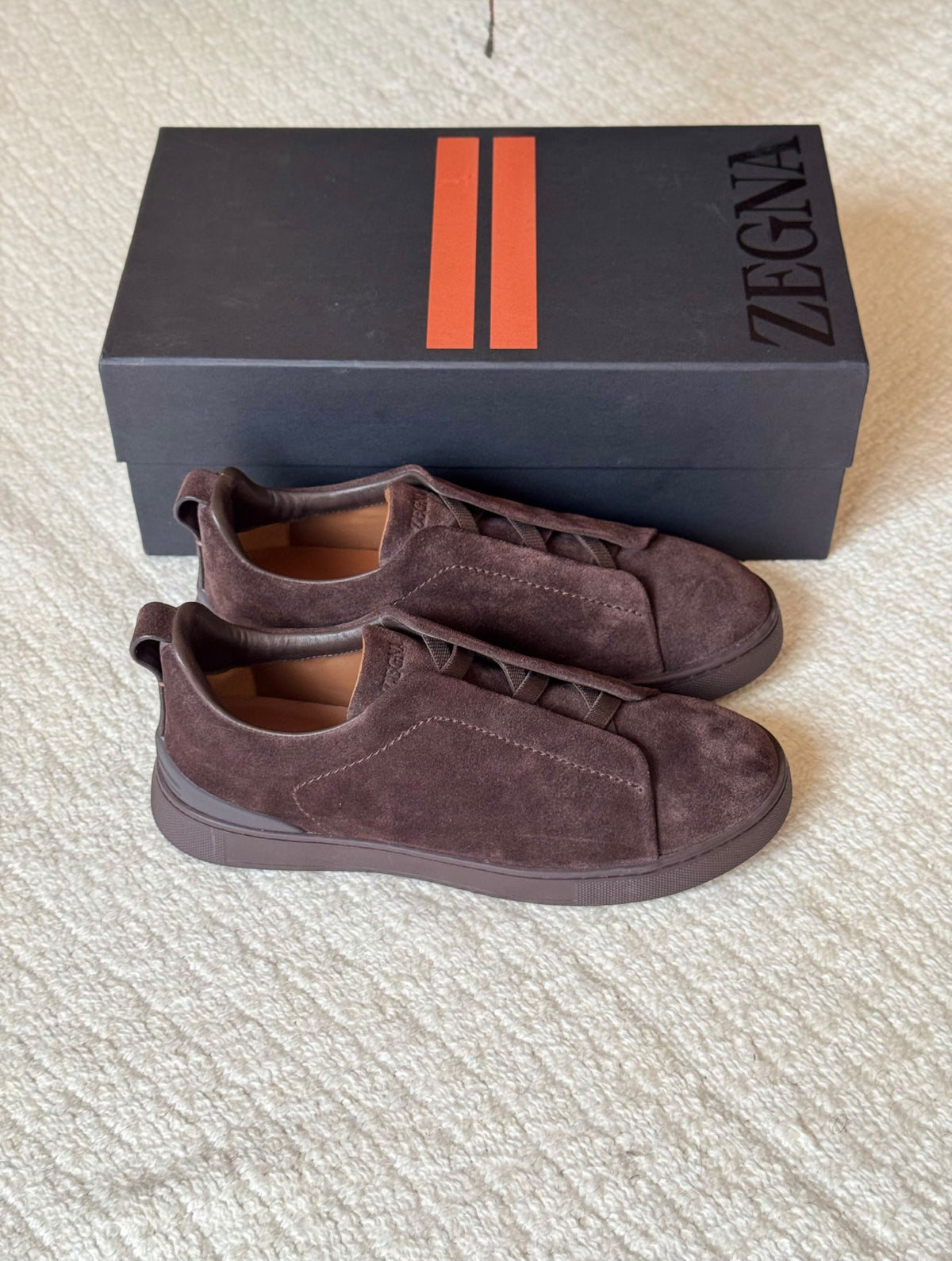 Zegna Low-Top Panel Sneakers - Brown Suede