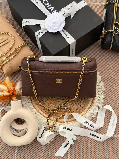 Chanel Double-Pocket Shoulder Bag - Dark Brown