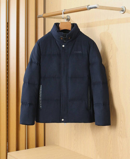 Zegna High-Collar Puffer Jacket - Navy