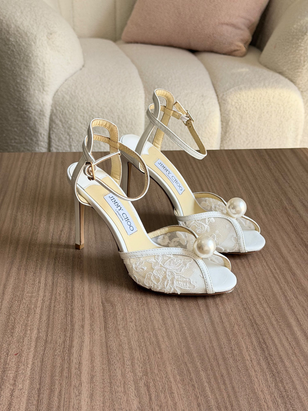 Jimmy Choo Scalloped-Panel Heels - White