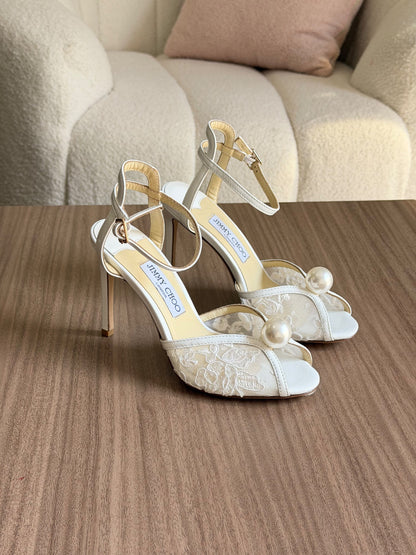 Jimmy Choo Scalloped-Panel Heels - White