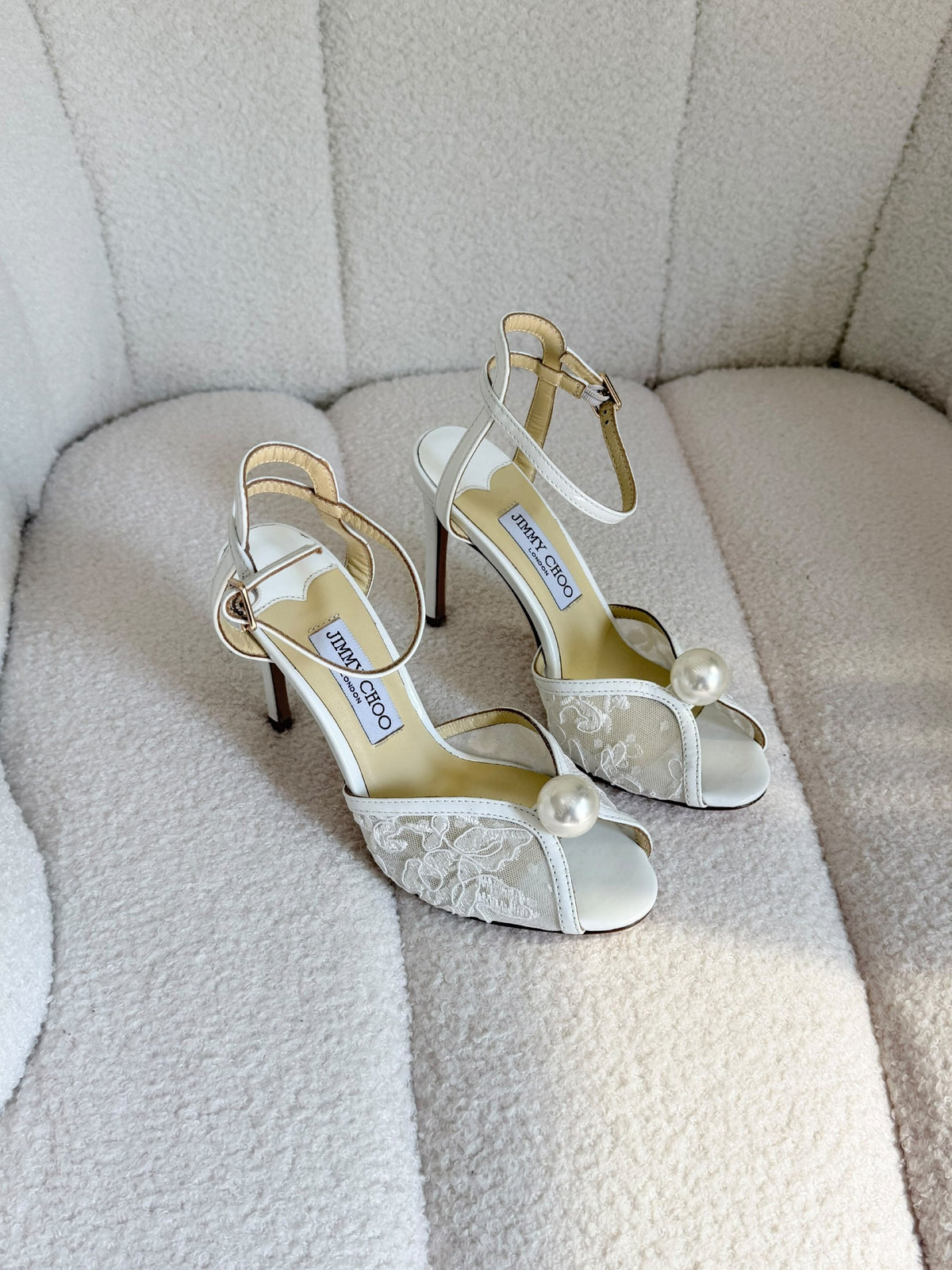 Jimmy Choo Scalloped-Panel Heels - White