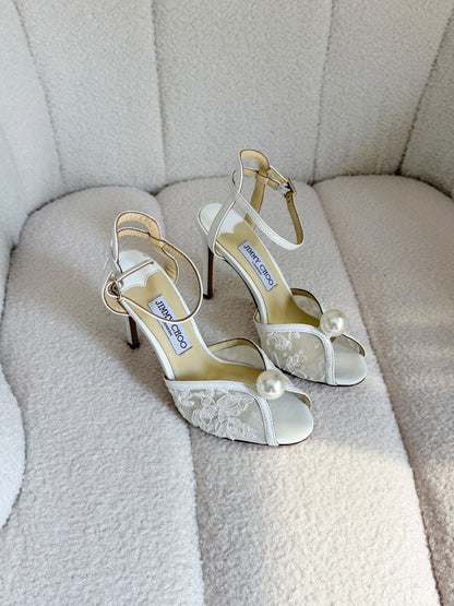 Jimmy Choo Scalloped-Panel Heels - White