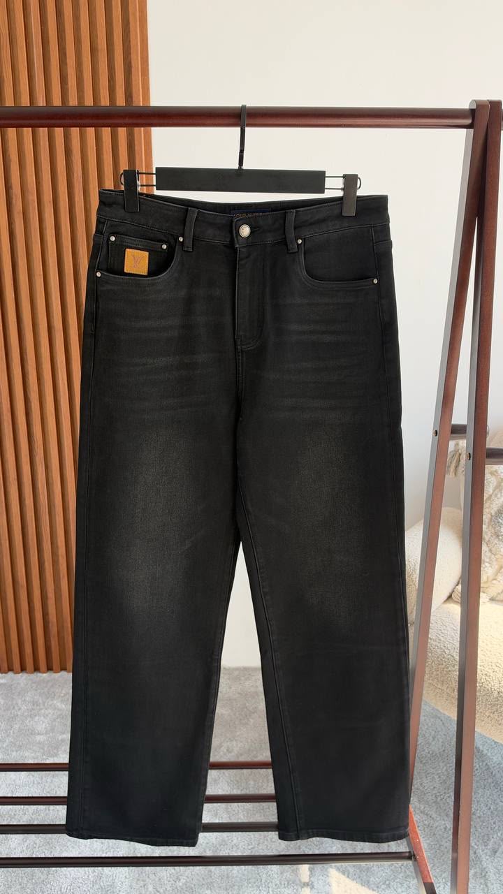 Louis Vuitton Embroidered-Logo Jeans Pants - Black