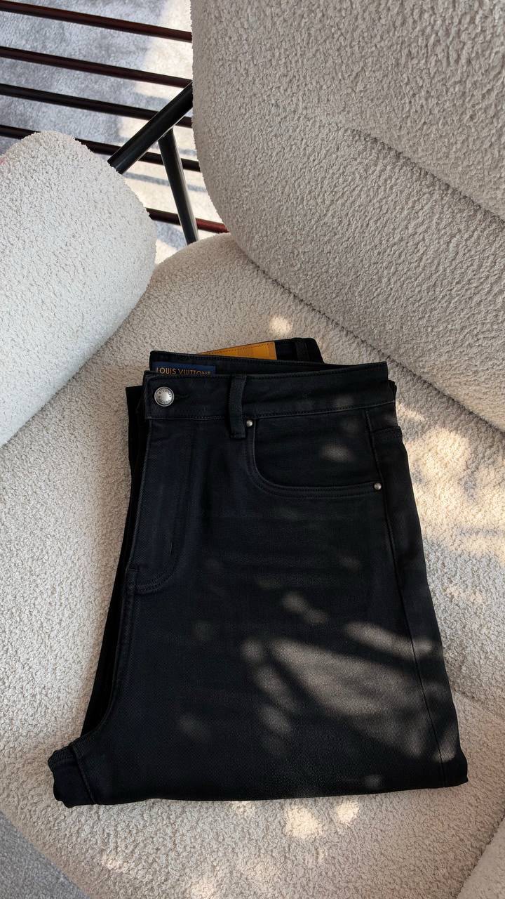 Louis Vuitton Embroidered-Logo Jeans Pants - Black