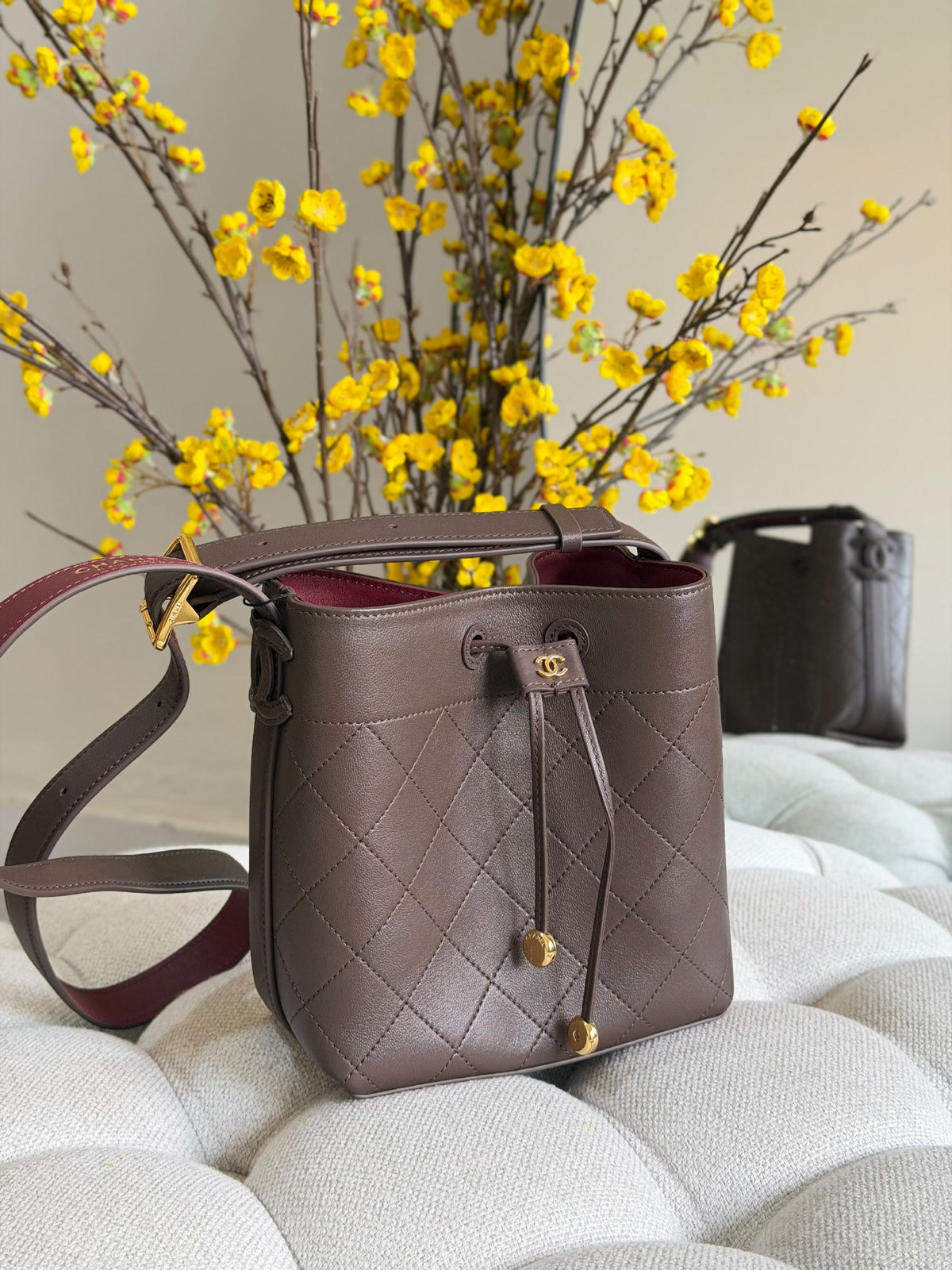Chanel Drawstring Bucket Bag - Dark Brown